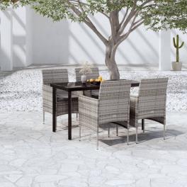 Garden dining set grey and black