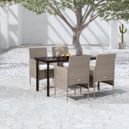 Patio dining set beige and black