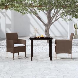 Garden dining set brown and black