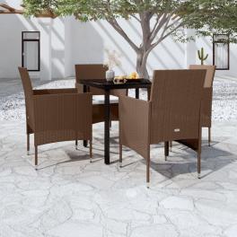 Garden dining set brown and black