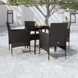 Garden dining set black pe rattan 5 piece set garden dining set