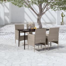 Garden dining set beige pe rattan 5 piece
