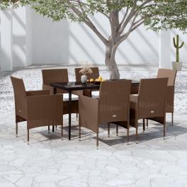 Garden dining set brown and black