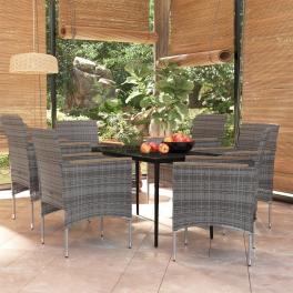 Garden dining set grey and black