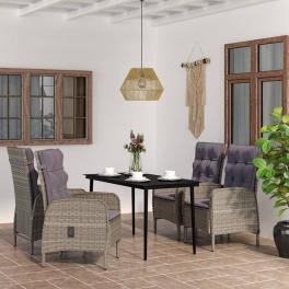 Garden dining set grey and black