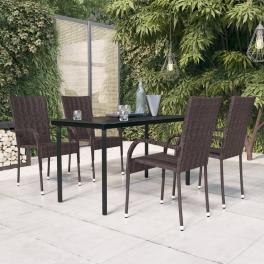 Garden dining set brown and black