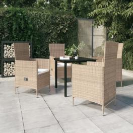 Garden dining set beige and black