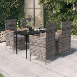 Garden dining set grey and black pe rattan 5-piece set