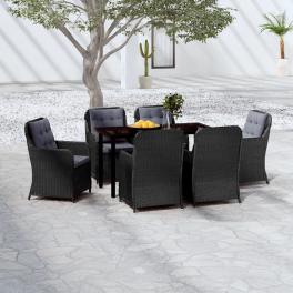 Garden dining set black, dark grey