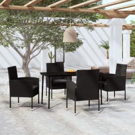 Garden dining set table: black, chair: black, cushion: dark grey