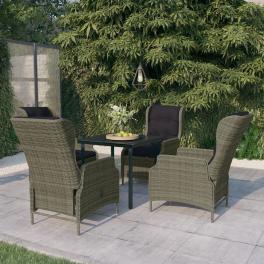 Garden dining set brown pe rattan, powder-coated steel, glass