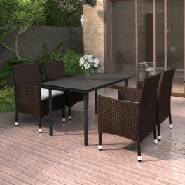 Garden dining set brown, cream white, black