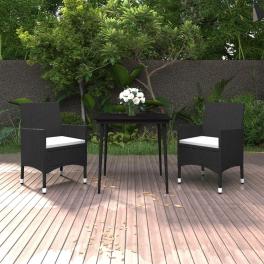 Garden dining set black pe rattan medium durable