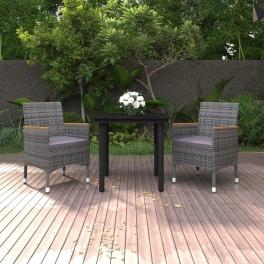 Garden dining set poly rattan: grey