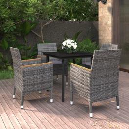 Garden dining set grey pe rattan 5 piece set garden dining set