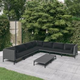 Garden lounge set dark grey powder-coated steel large durable