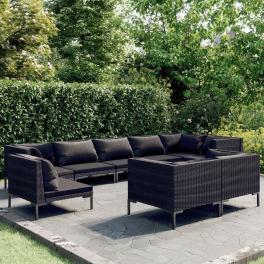 Garden lounge set dark grey, black