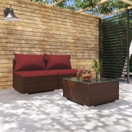 Garden lounge set brown pe rattan medium