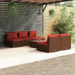 Garden lounge set brown pe rattan large modular