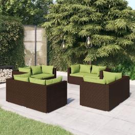 Garden lounge set brown pe rattan large modular