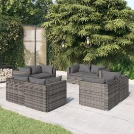 Garden lounge set grey pe rattan 8 piece set modular