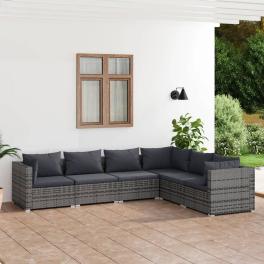 Garden lounge set grey pe rattan, powder-coated steel, plastic
