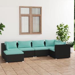 Garden lounge set black and water blue