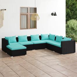 Garden lounge set black and water blue