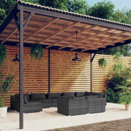 Garden lounge set grey pe rattan, powder-coated steel, plastic