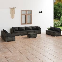 Garden lounge set grey pe rattan medium modular
