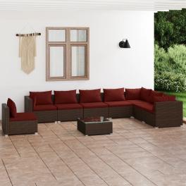 Garden lounge set brown pe rattan large modular