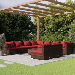 Garden lounge set brown poly rattan large modular