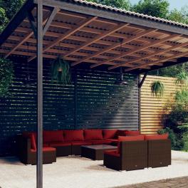 Garden lounge set brown pe rattan, powder-coated steel, plastic