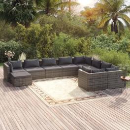Garden lounge set grey pe rattan large modular