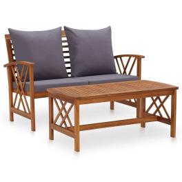 Garden lounge set acacia wood, dark grey solid acacia wood, polyester