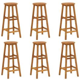 Bar stool set of 6 solid acacia wood standard footrest