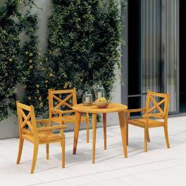 Dining chair set of 3 natural acacia solid acacia wood standard