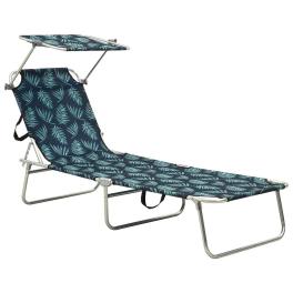 Sun lounger leaf print powder-coated aluminum standard