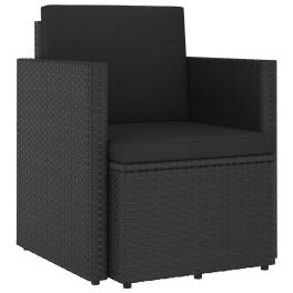 Patio armchair black pe rattan, steel single removable covers