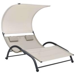 Sun lounger cream textilene, steel double sun lounger