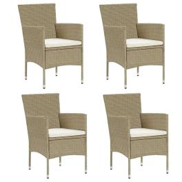 Garden chair set of 4 beige, cream white