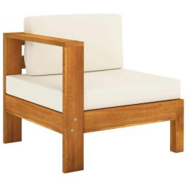 Wooden sofa cream white solid acacia wood, 100% polyester compact