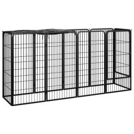 Dog playpen black powder-coated steel, polyethylene