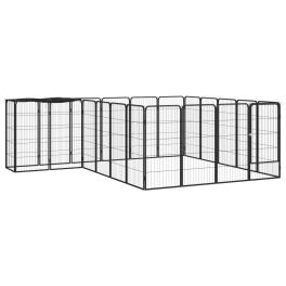 Dog playpen black powder-coated steel 22-panel