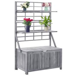 Storage box gray solid acacia wood 39x21.7x63 in storage box