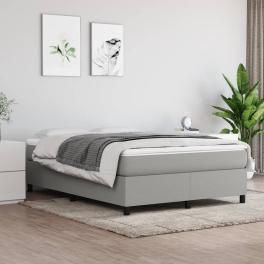 Bed frame light grey 100% polyester, plywood, engineered wood queen