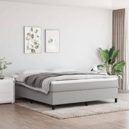 Bed frame light grey 100% polyester fabric, plywood, engineered wood