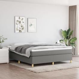 Bed frame dark gray polyester, plywood, engineered wood king