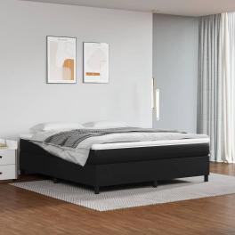 Bed frame black faux leather, plywood, engineered wood king
