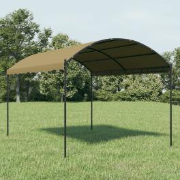 Gazebo taupe and black polyester fabric and steel frame large